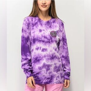 Santa Cruz Skateboards Women’s Purple Tie Dye Logo Long Sleeve Size Small